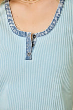 Henley Neck Washed Tank Top - Mystree