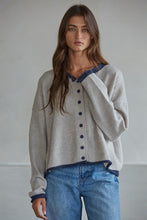 Darcie Contrast Cardigan - Light Heather Grey