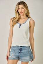 Henley Neck Washed Tank Top - Mystree