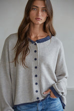 Darcie Contrast Cardigan - Light Heather Grey