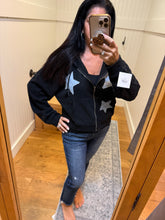 Star Patch Hoodie - Black or Heather Grey