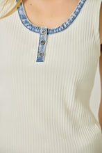 Henley Neck Washed Tank Top - Mystree