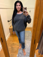 Relaxed Wide Neck Knit Sweater - Charcoal