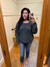 Relaxed Wide Neck Knit Sweater - Charcoal
