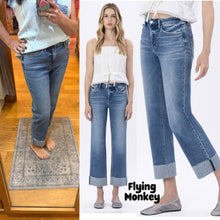 Flying Monkey High Rise Seamless Waistband Cuffed Straight Jeans - Radiantly