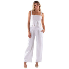 COTTON PANTS WITH SMOCKED WAIST- BLACK, WHITE OR BABY BEIGE