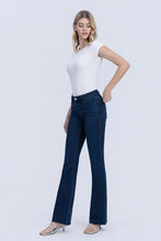 Flying Monkey Mid Rise Raw Hem Dark Wash Tinted Bootcut Jeans
