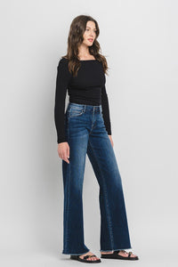 FLYING MONKEY HIGH RISE WIDE LEG JEANS - OCEAN VIEW