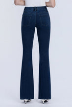 Flying Monkey Mid Rise Raw Hem Dark Wash Tinted Bootcut Jeans
