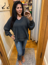 Mineral Washed Waffle Raglan Long Sleeve Top - Assorted Colors