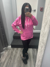 Shabby Distressed Drawstring Hoodie - Pink, White or Light Blue