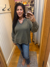 Mineral Washed Waffle Raglan Long Sleeve Top - Assorted Colors
