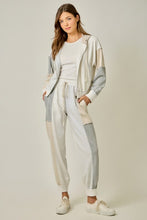 Color Blocked Zip-up Hoodie - Green/Grey or Oatmeal Mix