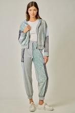 Color Blocked Zip-up Hoodie - Green/Grey or Oatmeal Mix