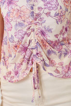 Mystree Front String Detailed Printed Mesh Top - Cream Mix