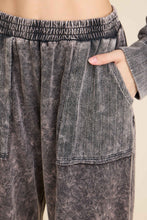 Mineral Washed Soft Touch Knitted Straight Leg Pants - Ashed Black