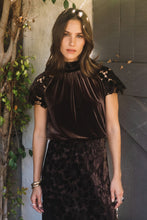Velvet Lace Short Sleeve Top - Dark Brown