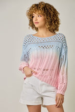 Ombre Waterdye Open Stitch Knitted Pullover - Lemon/Lilac or Blue/Pink