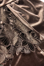 Velvet Lace Short Sleeve Top - Dark Brown