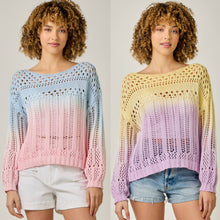 Ombre Waterdye Open Stitch Knitted Pullover - Lemon/Lilac or Blue/Pink
