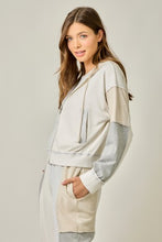 Color Blocked Zip-up Hoodie - Green/Grey or Oatmeal Mix