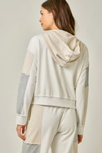 Color Blocked Zip-up Hoodie - Green/Grey or Oatmeal Mix