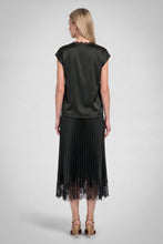 Lace V-neck Satin Cap Sleeve Top - Taupe Grey or Black