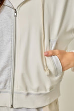 Color Blocked Zip-up Hoodie - Green/Grey or Oatmeal Mix