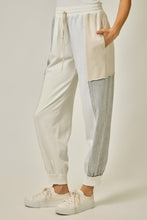Color Block Track Pants - Oatmeal Mix or Green/Grey