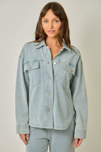 Washed Knit Denim Shacket - Denim Blue or Light Denim Blue
