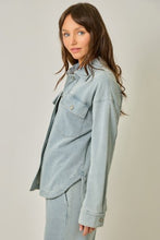 Washed Knit Denim Shacket - Denim Blue or Light Denim Blue