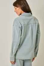 Washed Knit Denim Shacket - Denim Blue or Light Denim Blue
