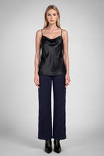 Cowl Neck Satin Cami Top - Black