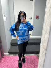 Hand Bleached Blue Fleece Pullover