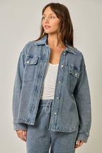 Washed Knit Denim Shacket - Denim Blue or Light Denim Blue