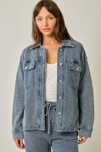 Washed Knit Denim Shacket - Denim Blue or Light Denim Blue