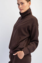 Modal Scuba Quarter Zip Funnel Neck Pullover - Espresso, Black or Mocha