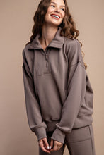 Modal Scuba Quarter Zip Funnel Neck Pullover - Espresso, Black or Mocha