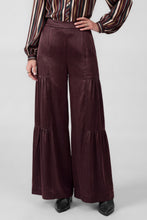 Tiered Wide Leg Satin Pants - Cherry Laquer