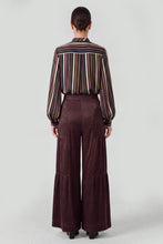 Tiered Wide Leg Satin Pants - Cherry Laquer