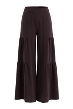 Tiered Wide Leg Satin Pants - Cherry Laquer