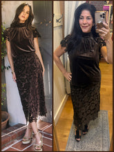 Velvet Lace Short Sleeve Top - Dark Brown