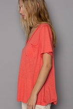 POL V-neck short sleeve chest pocket slub knit tee - Assorted Colors