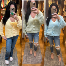 POL soft, open-knit sweater cardigan - Dandelion, Lime or Powder Blue