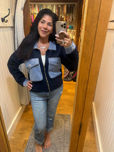 Denim Contrast Sweater Jacket - Navy