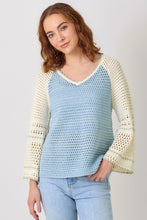 Raglan Sleeve Crochet Sweater - Milky Blue