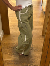 POL relaxed fit in twill with trim detail pointed solid pattern pants - Denim or Khaki Olive