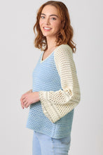 Raglan Sleeve Crochet Sweater - Milky Blue
