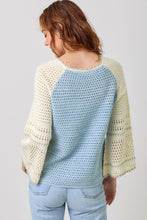 Raglan Sleeve Crochet Sweater - Milky Blue