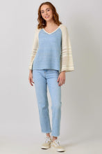 Raglan Sleeve Crochet Sweater - Milky Blue